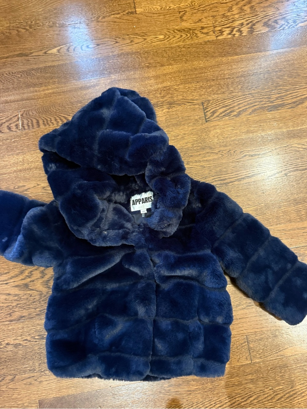 Apparis Kids Dark Navy Faux Fur Hooded Puffer Jacket